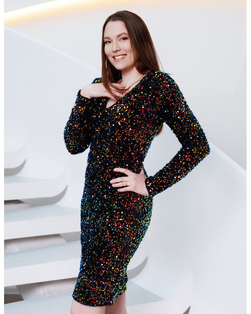 SEQUIN DRESS PENCIL MULTICOLOR