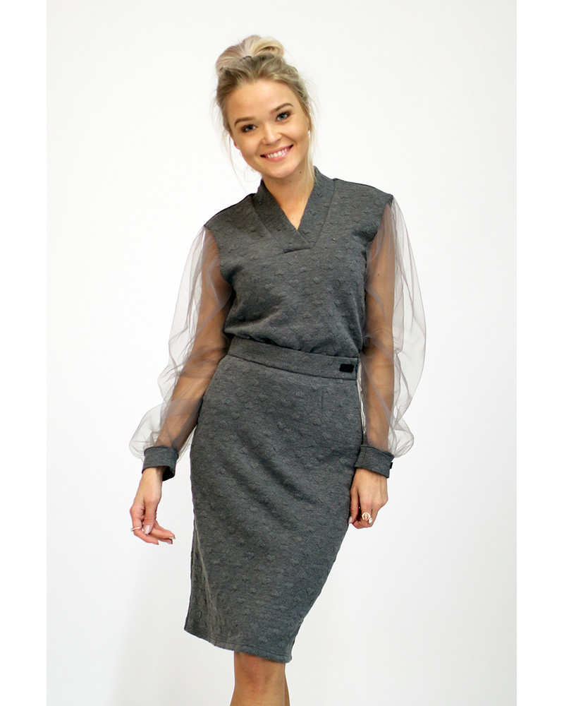 GREY HEARTS KNIT SKIRT