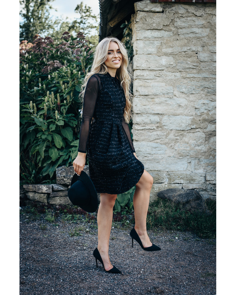 BLACK SPARKLE TULIP POCKET DRESS duplicate