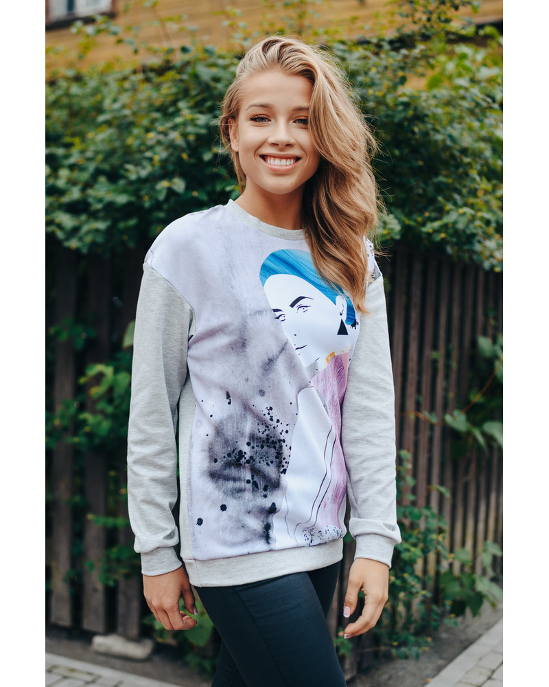 BLUE QUEEN OVERSIZE SWEATSHIRT GREY