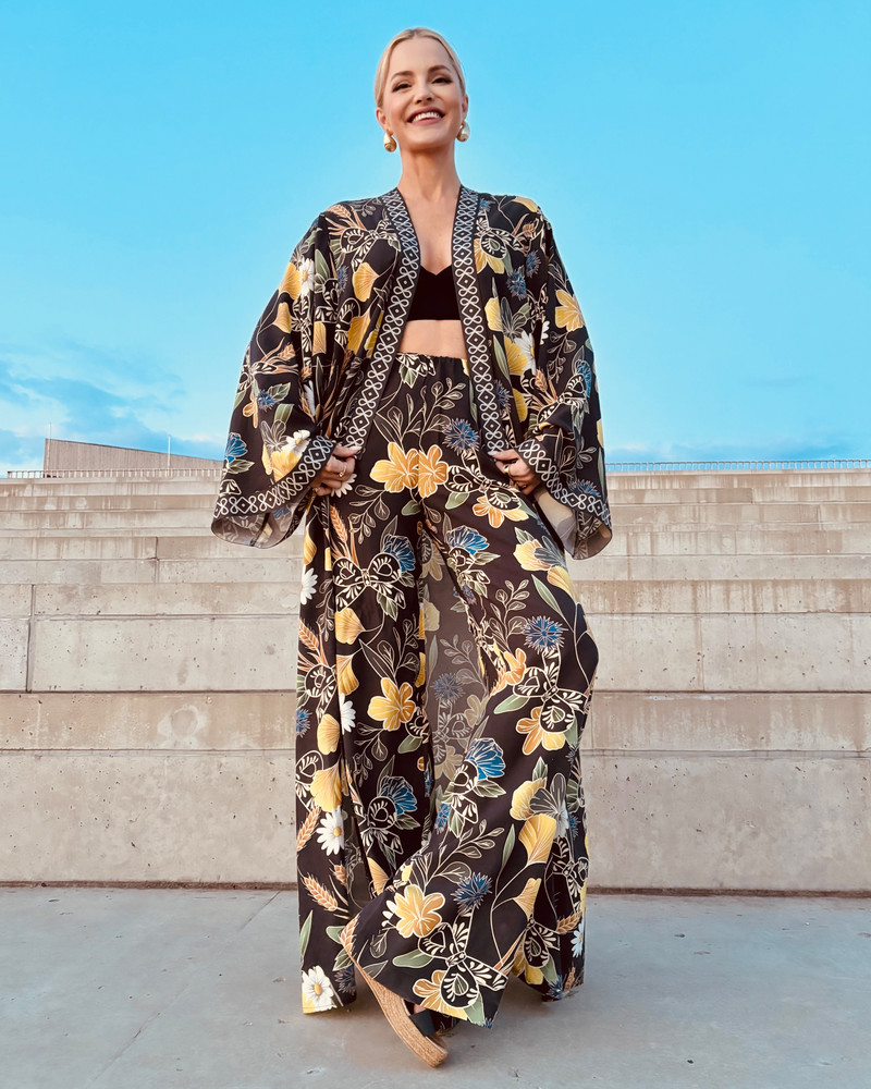 CORNFLOWER BOHO WIDE TROUSERS BLACK