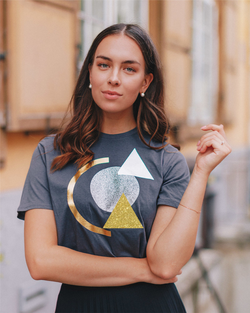 SPARKLE GOLD ABSTRACT UNISEX T-SHIRT DARK GREY