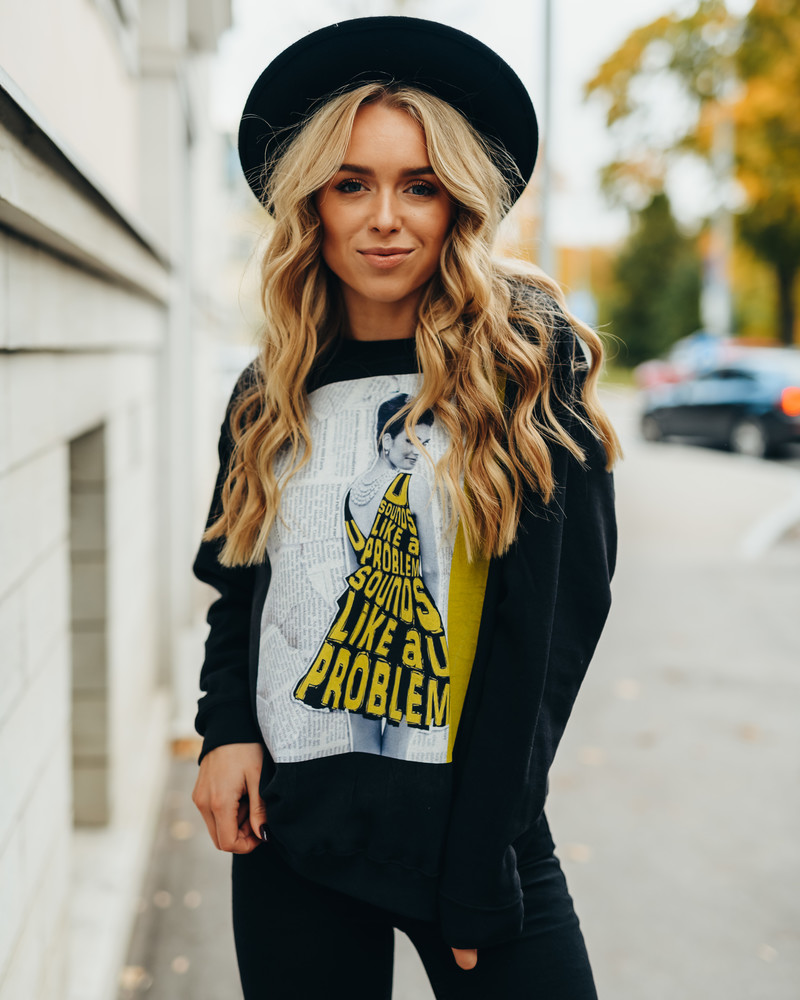 SOUNDS LIKE A a U PROBLEM RAGLAN SWEATSHIRT BLACK