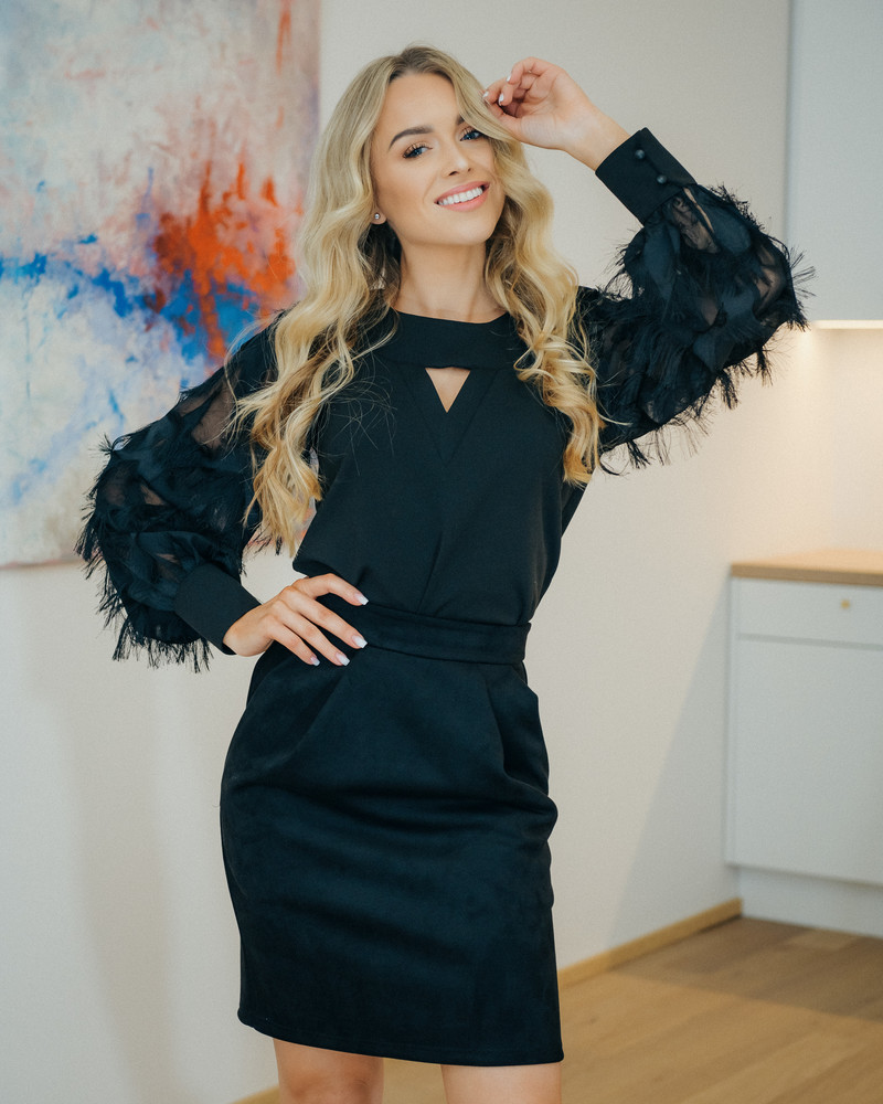 GALAXY FRINGE BLOUSE BLACK