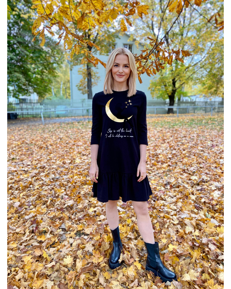 MOON WOMAN FRILL DRESS BLACK
