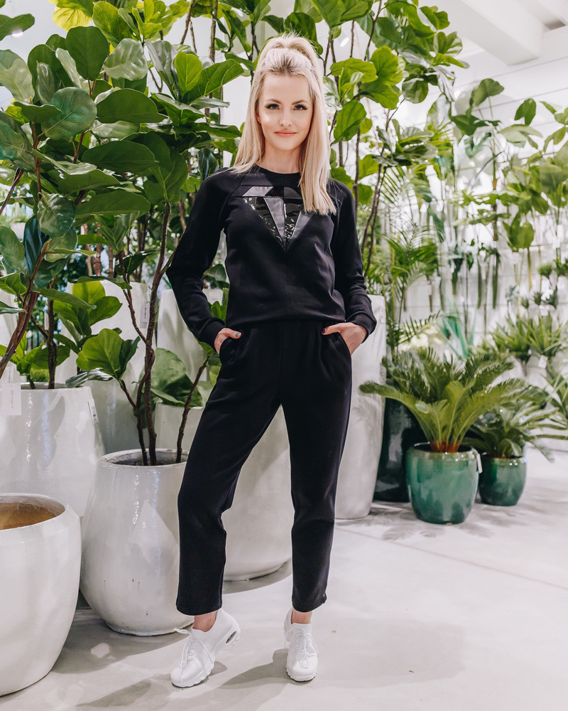 LEATHER DIAMOND SWEATSHIRT BLACK