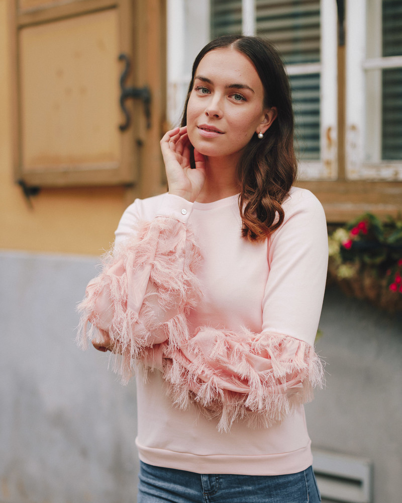 ALICE FRINGE SLEEVES SWEATSHIRT PEACHY