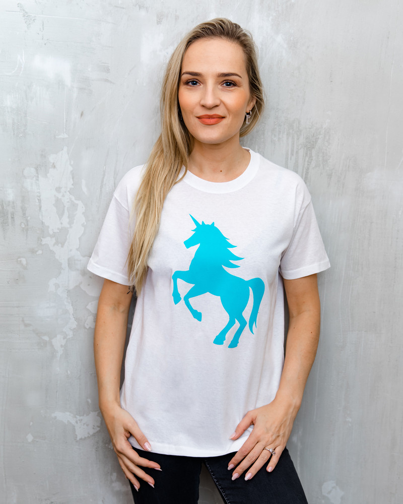 BLUE UNICORN UNISEX PRINT T-SHIRT