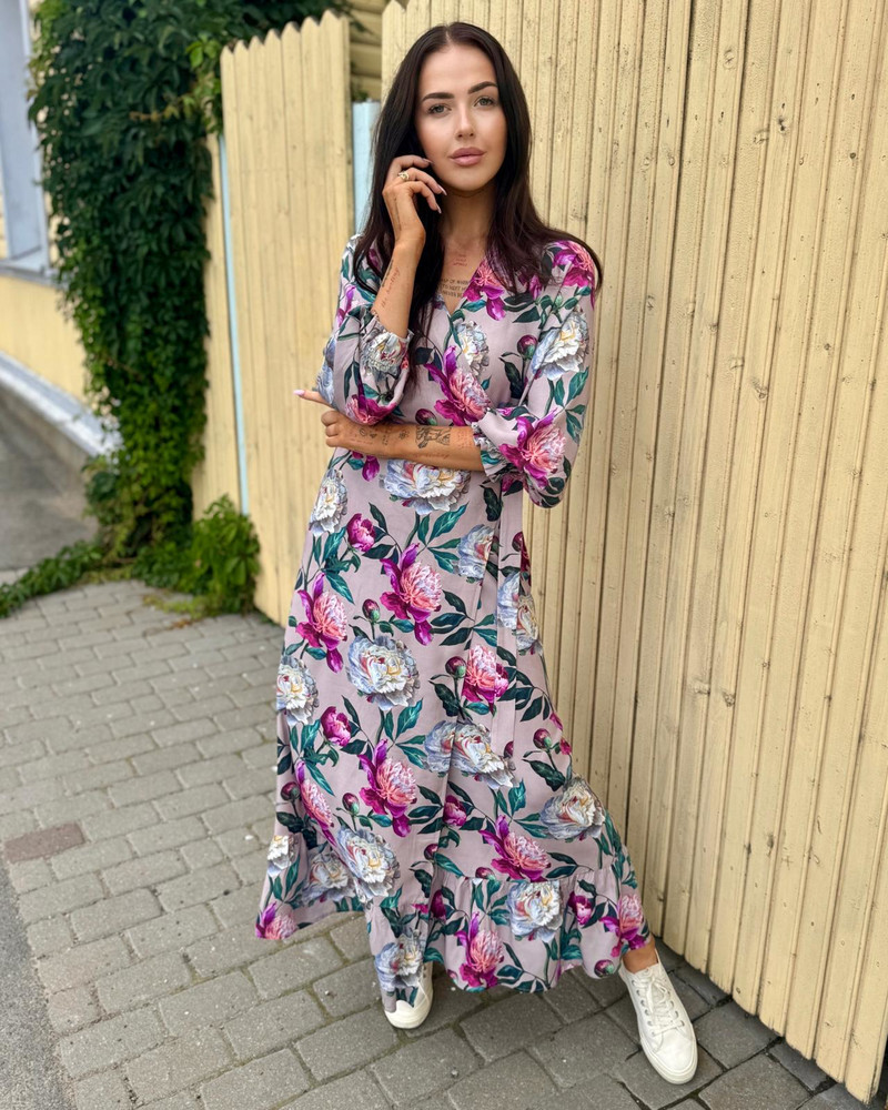 WRAP LONG DRESS PEONY