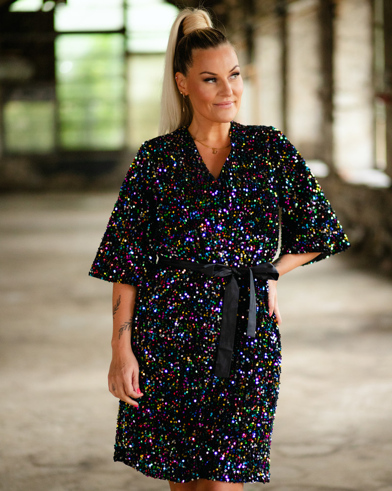 KIMONO DRESS SEQUIN COLORFUL