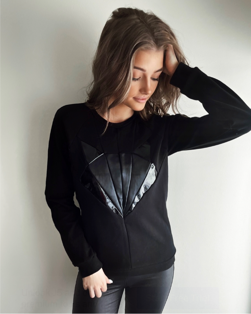 BLACK LEATHER FOX SWEATSHIRT BLACK