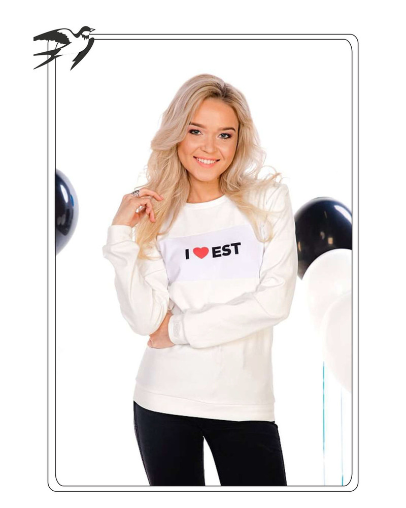 I LOVE EST WHITE SWEATER