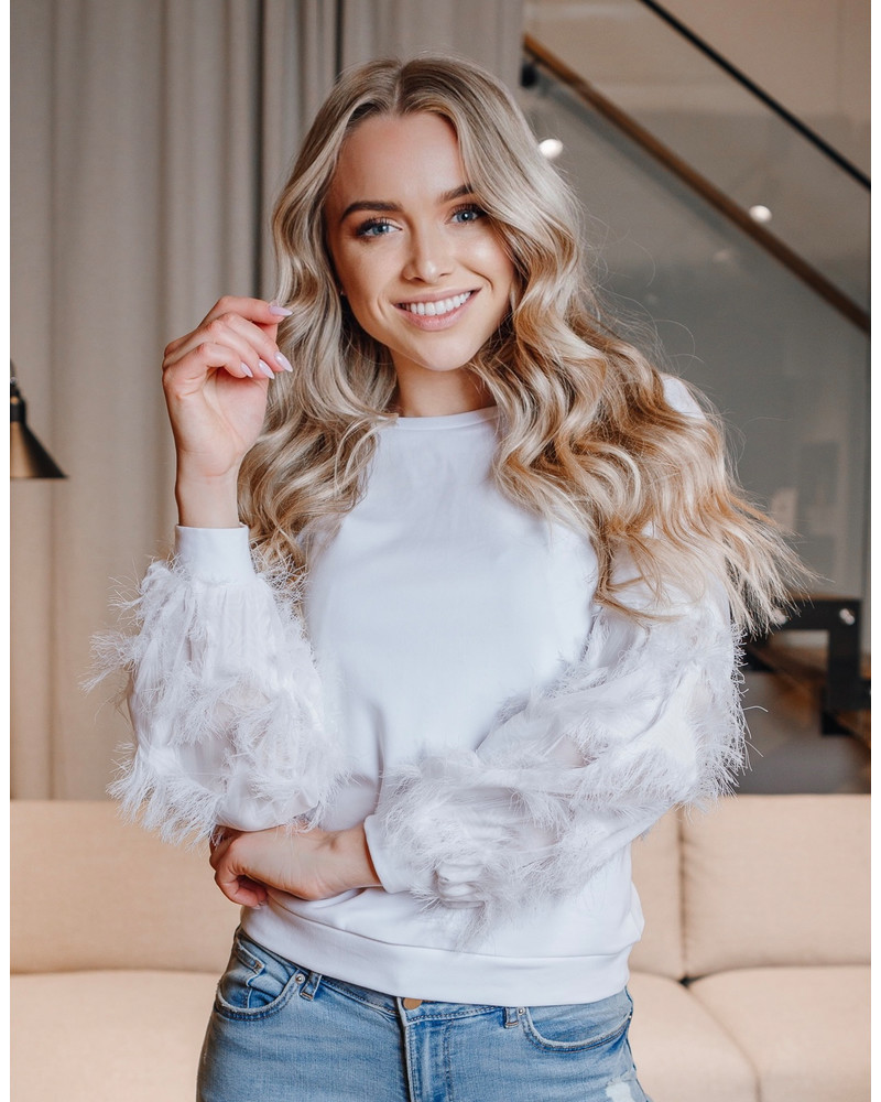 ALICE FRINGE SLEEVES SWEATSHIRT WHITE