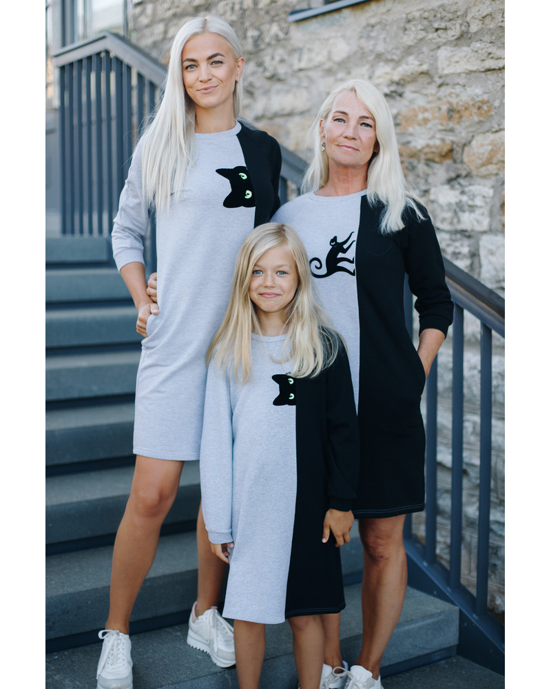 MONKEY TWAIN DRESS GREY BLACK