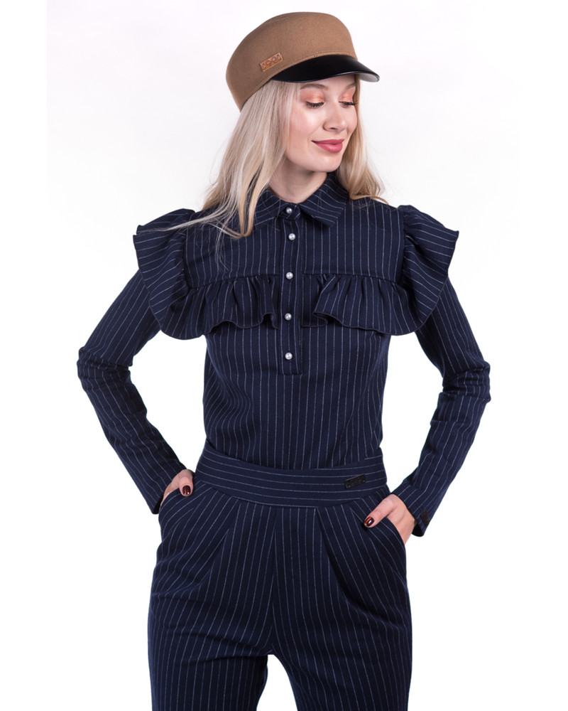 BLUE STRIPE SQUARE FRILL SET