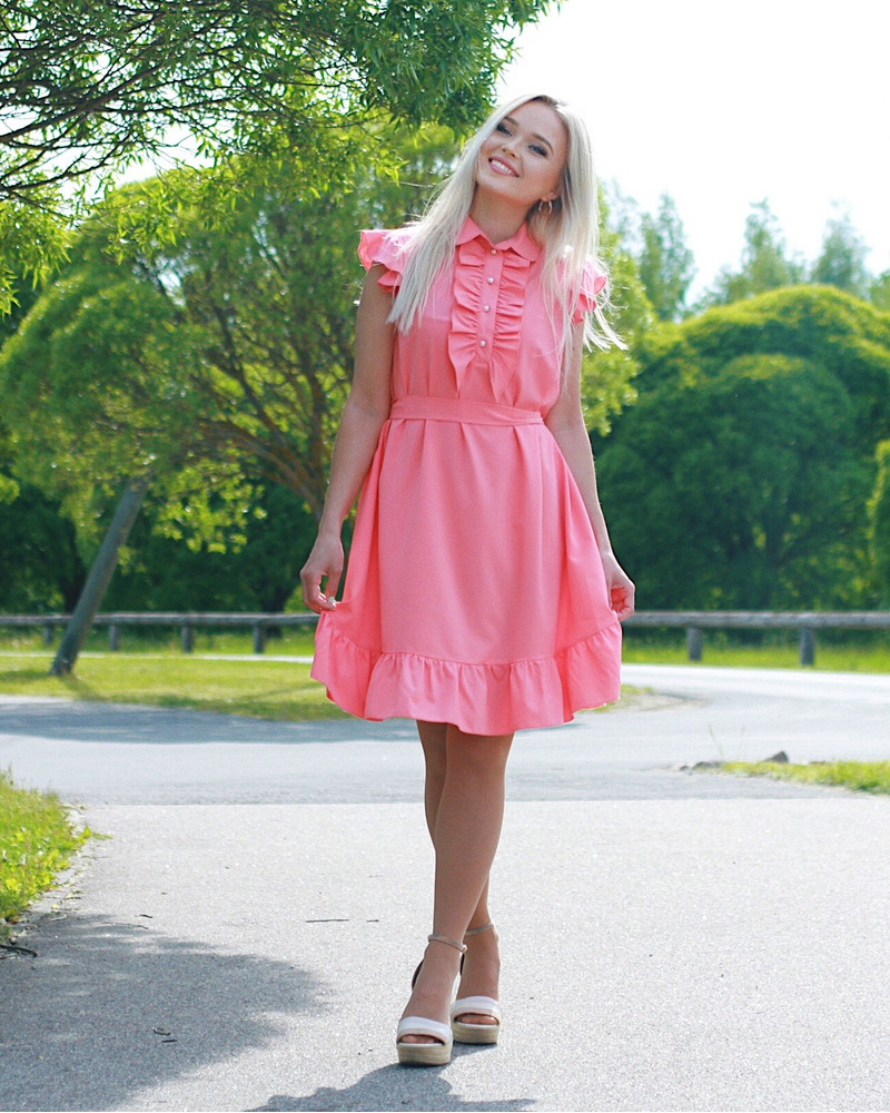 FRILL DRESS CORAL