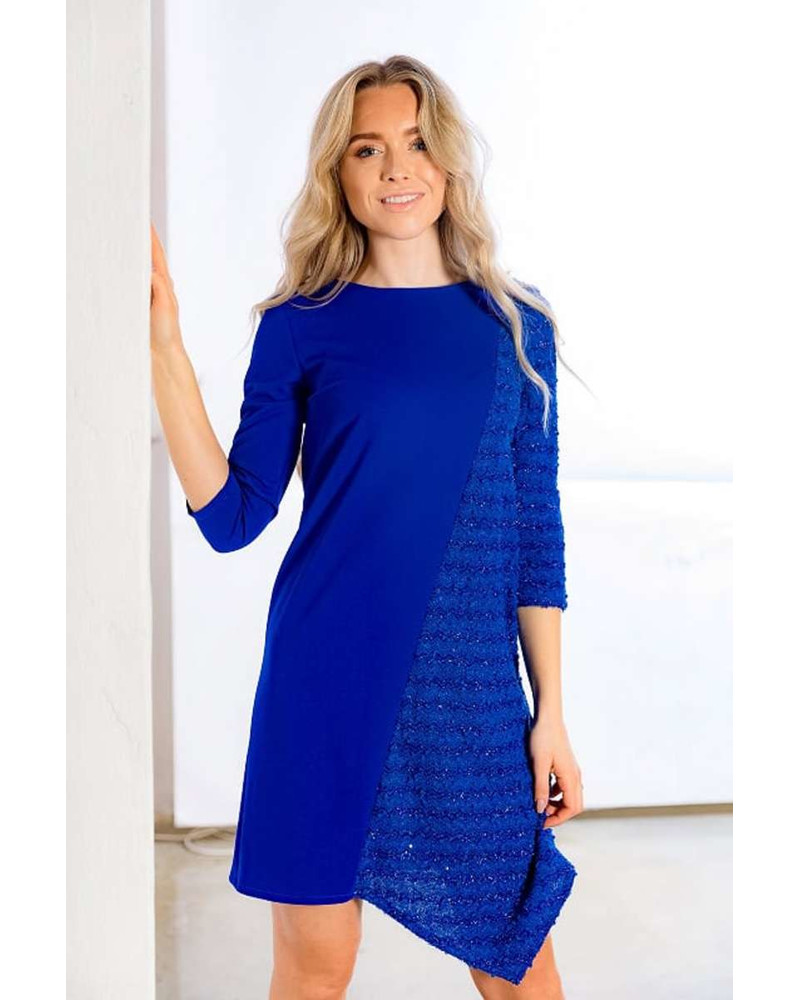 BLUE SHINY DIAGONAL DRESS