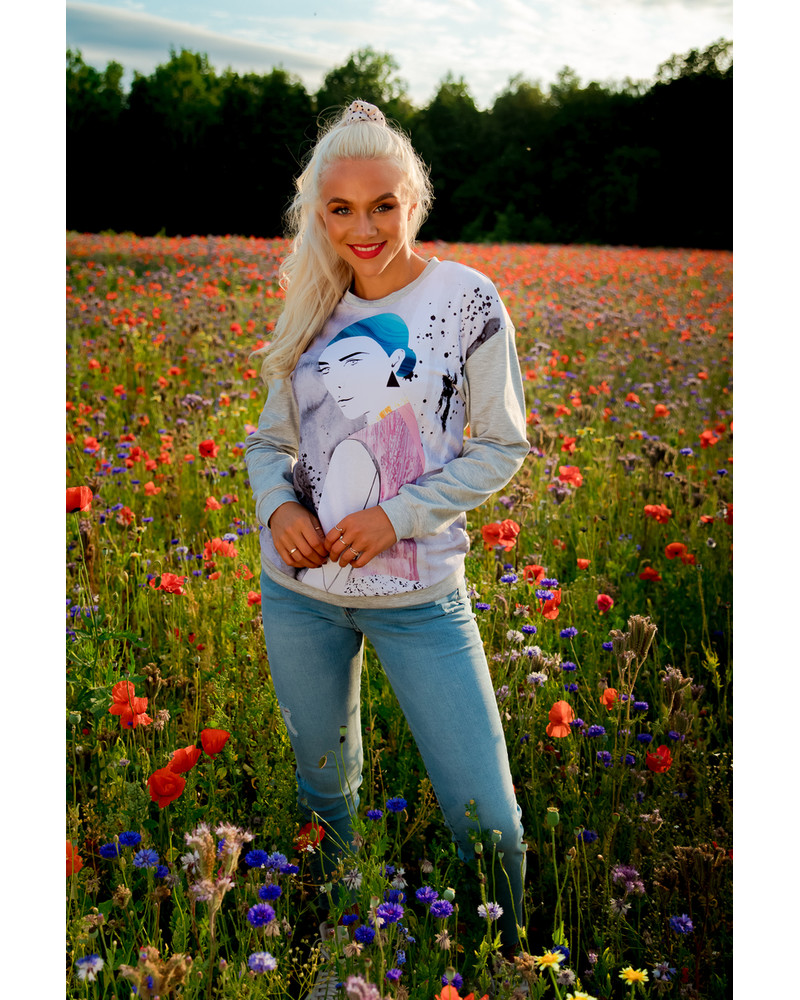 BLUE QUEEN OVERSIZE SWEATSHIRT GREY