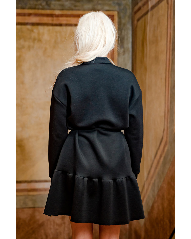 BLACK BLOSSOM RIVETED DRESS