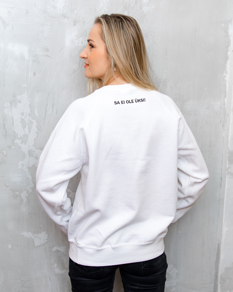BLACK UNICORN WHITE UNISEX PRINT SWEATER