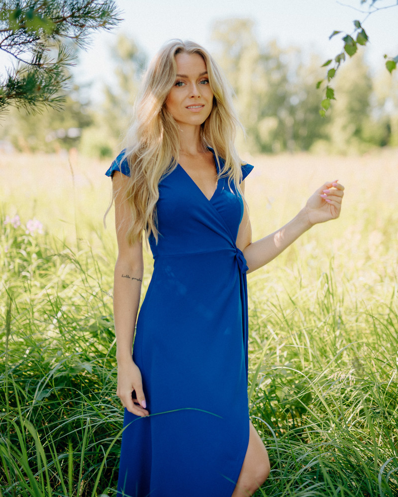 WRAP MAXI DRESS ELECTRIC BLUE