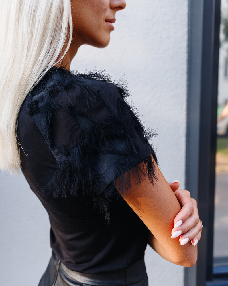 FRINGE RAGLAN T-SHIRT BLACK