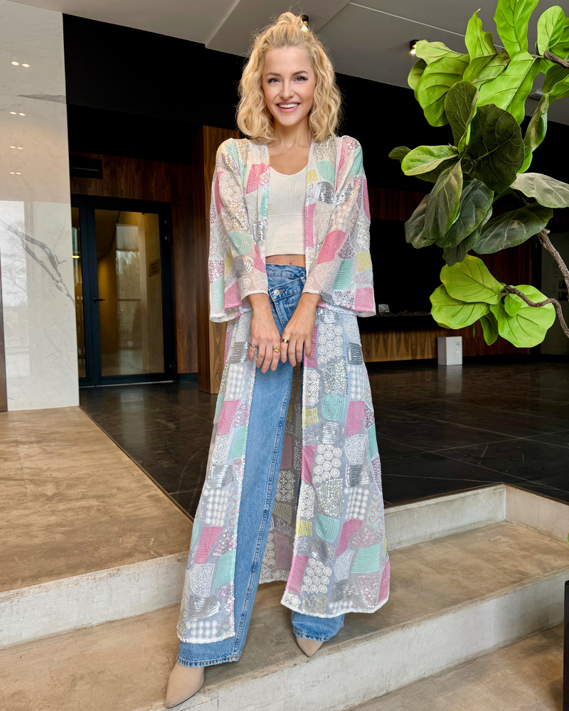 SEQUIN FLYAWAY KIMONO