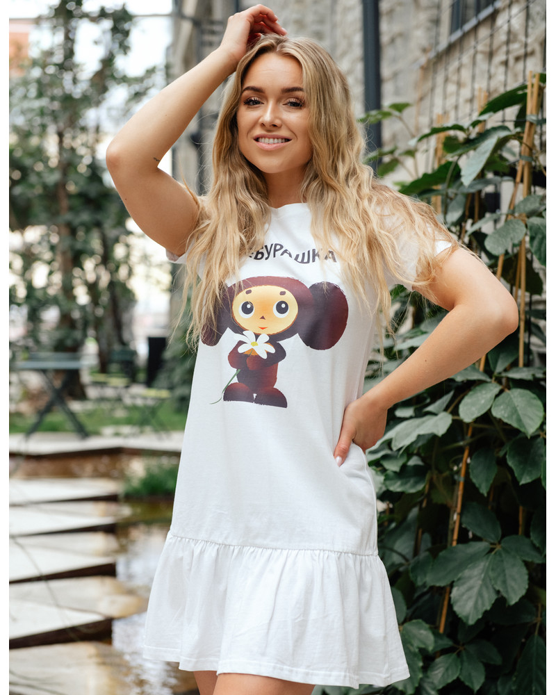 TŠEBURAŠKA FRILL DRESS WHITE