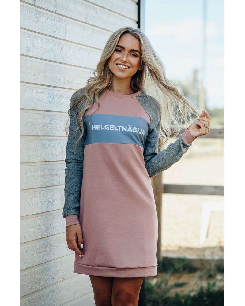 HELGELTNÄGIJA SWEATER DRESS GREY & PINK