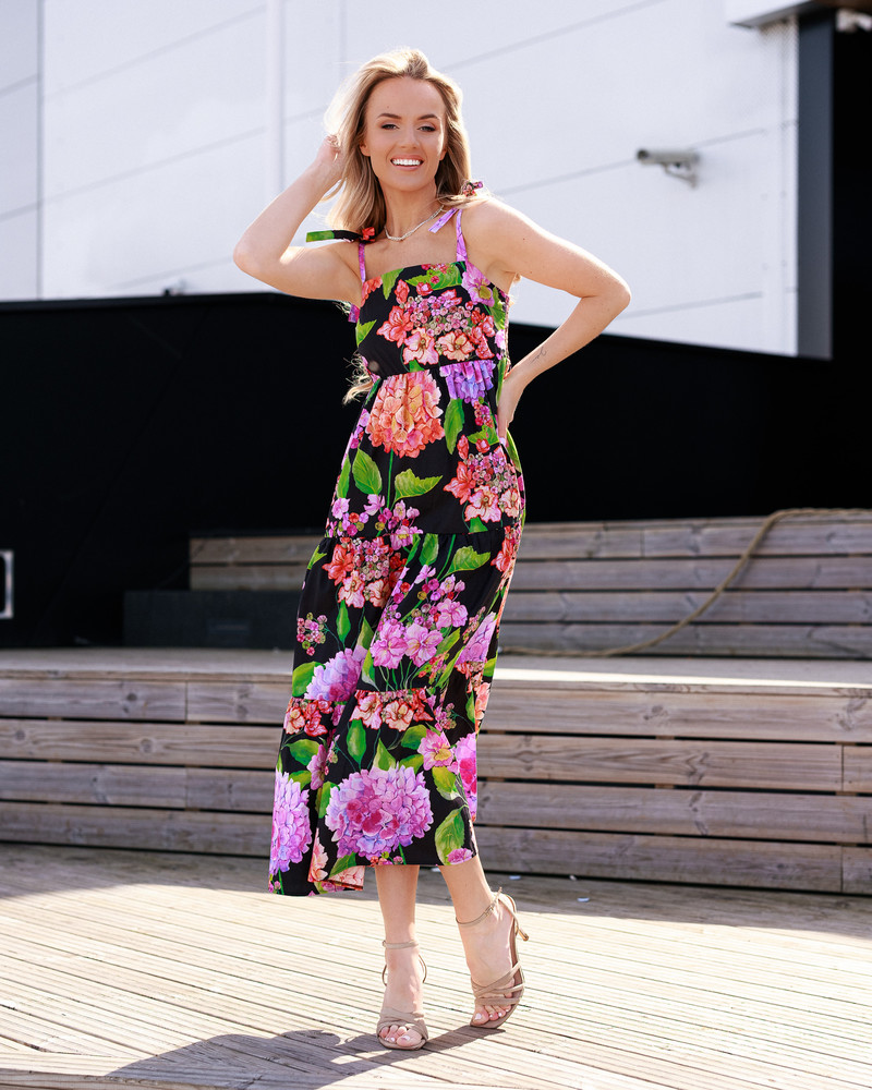 HORTENSIA KNOT MIDI DRESS BLACK