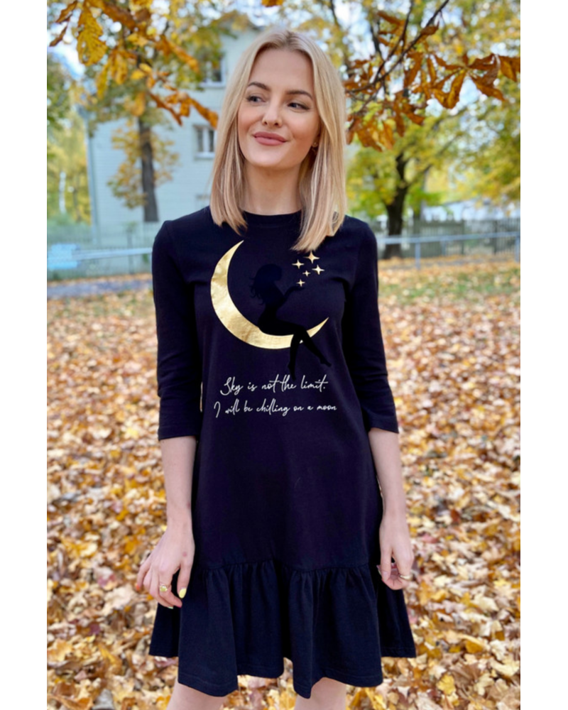 MOON WOMAN FRILL DRESS BLACK