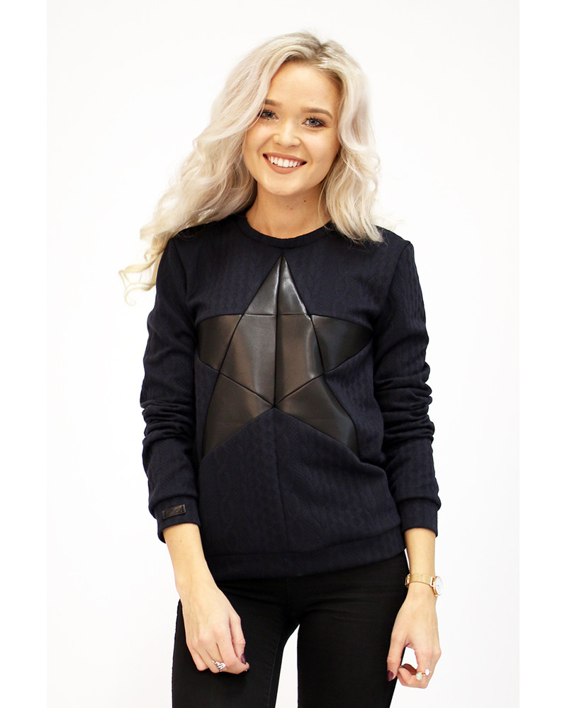 BLACK STAR KNIT NAVY SWEATER
