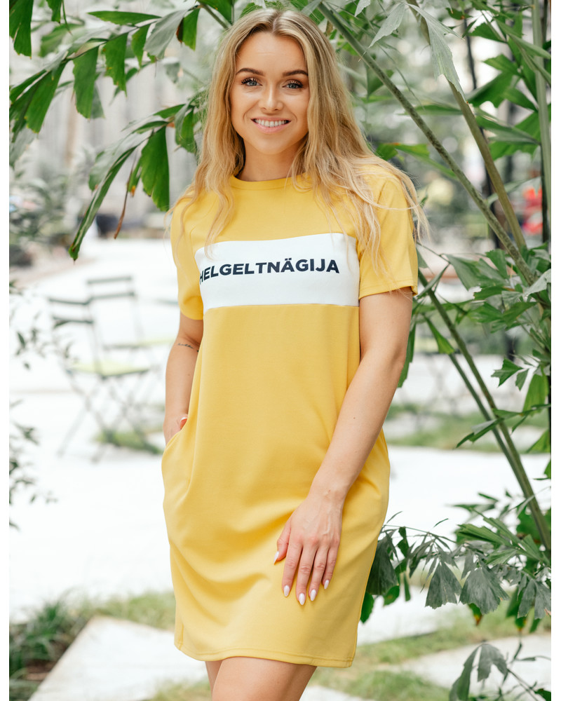 HELGELTNÄGIJA RAGLAN DRESS YELLOW