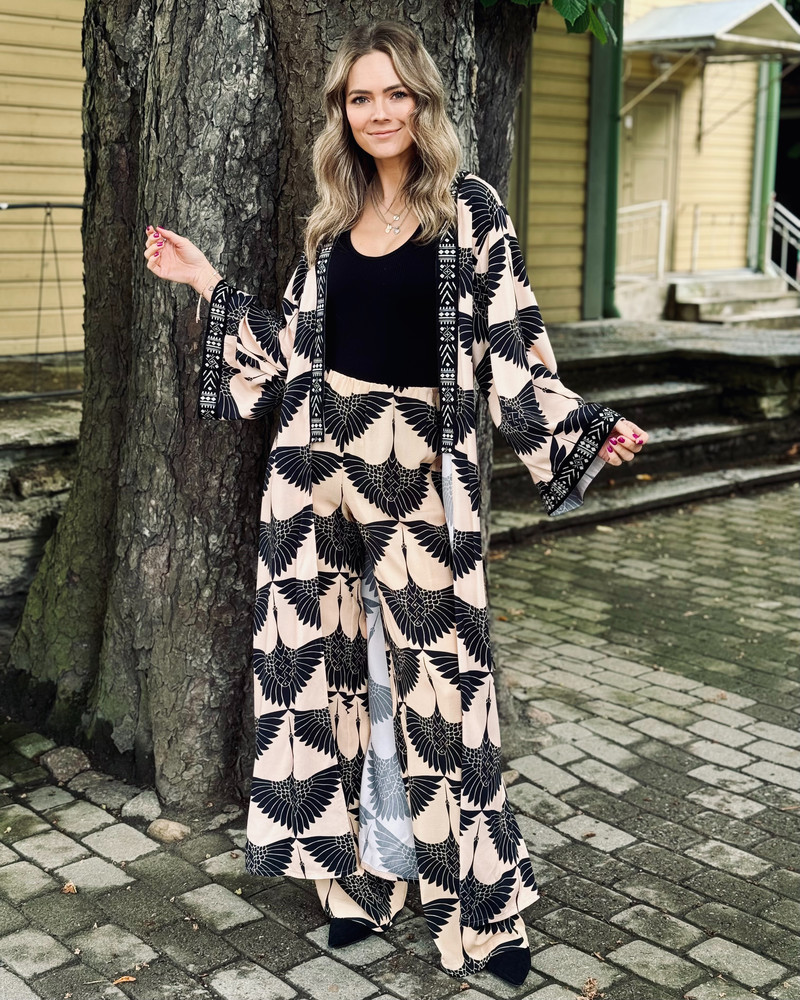 LETRIBE STORK WIDE TROUSERS BEIGE
