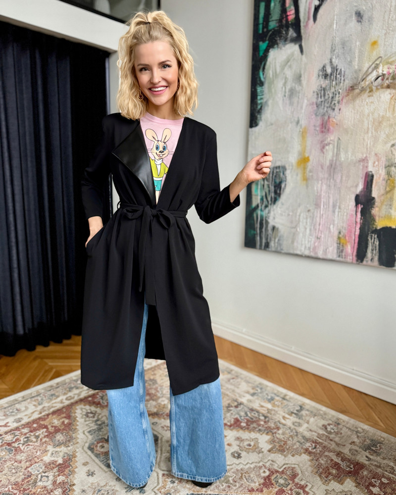 HIGH POWER TRENCH DRESS BLACK