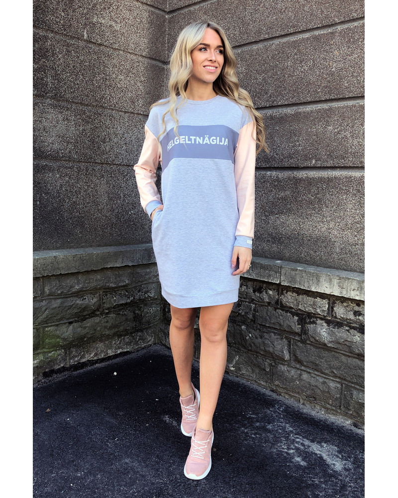 HELGELTNÄGIJA OVERSIZE SWEATER DRESS GREY