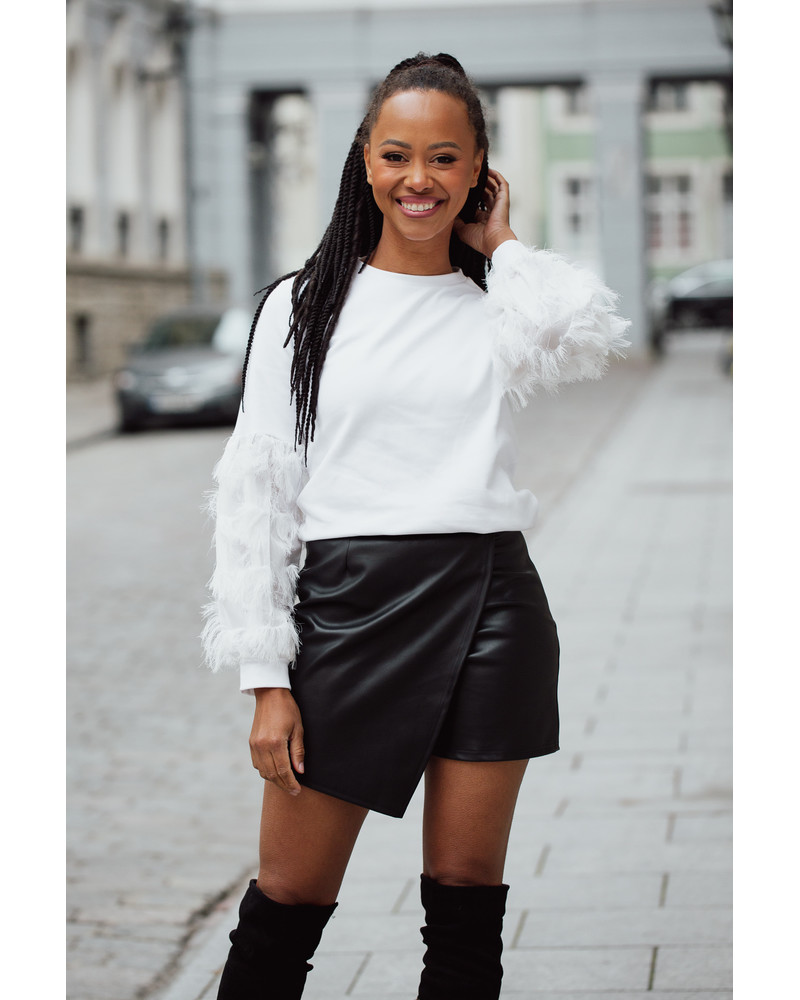 ALICE FRINGE SLEEVES SWEATSHIRT WHITE