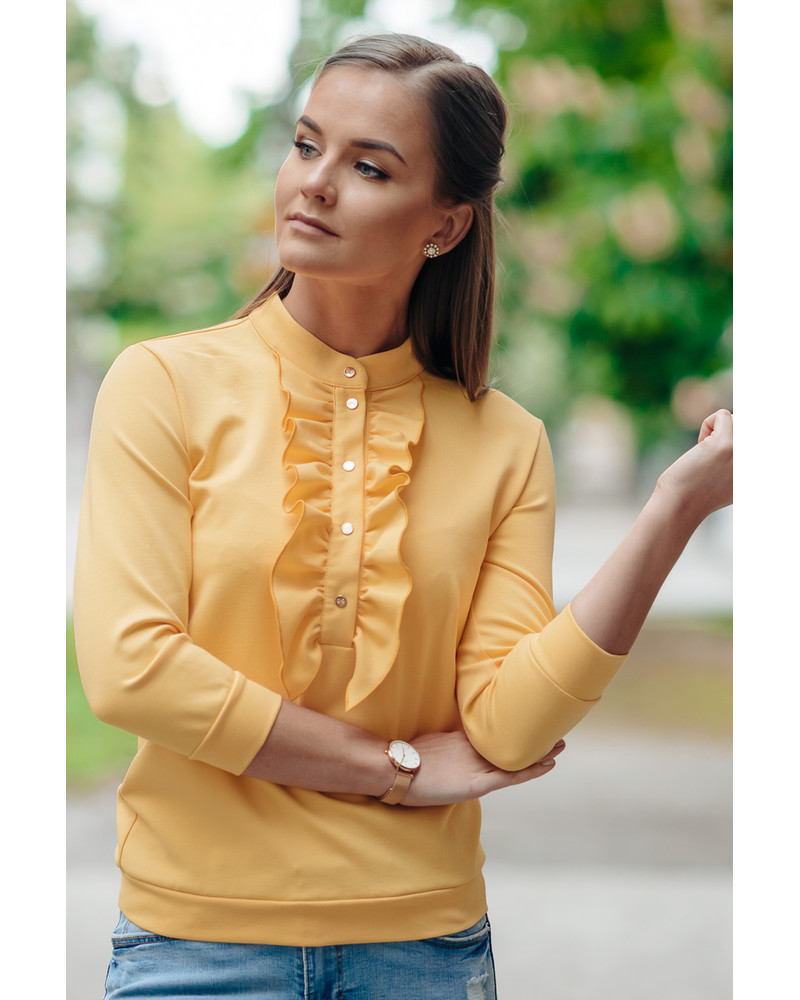 FRILL QUARTER SHIRT YELLOW