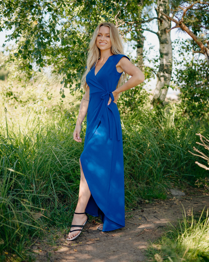 WRAP MAXI DRESS ELECTRIC BLUE