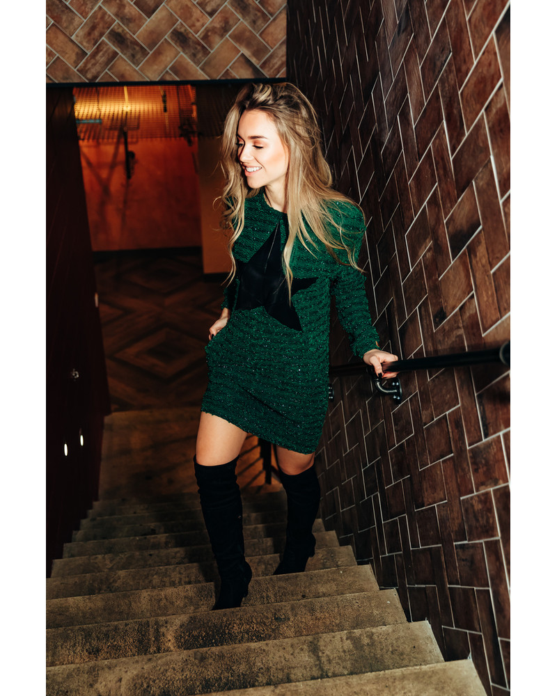 GREEN SHINY KNIT STAR DRESS duplicate