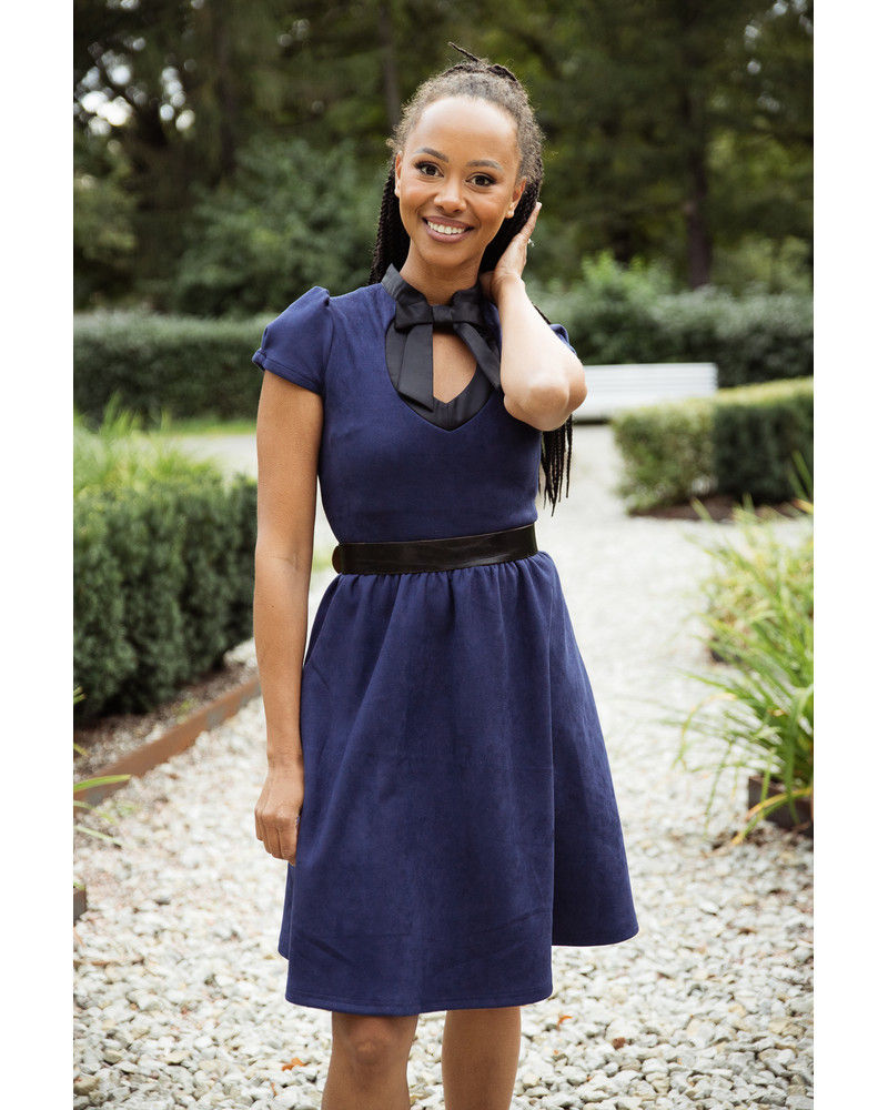 DOLLABLE DRESS SUEDE NAVY BLUE