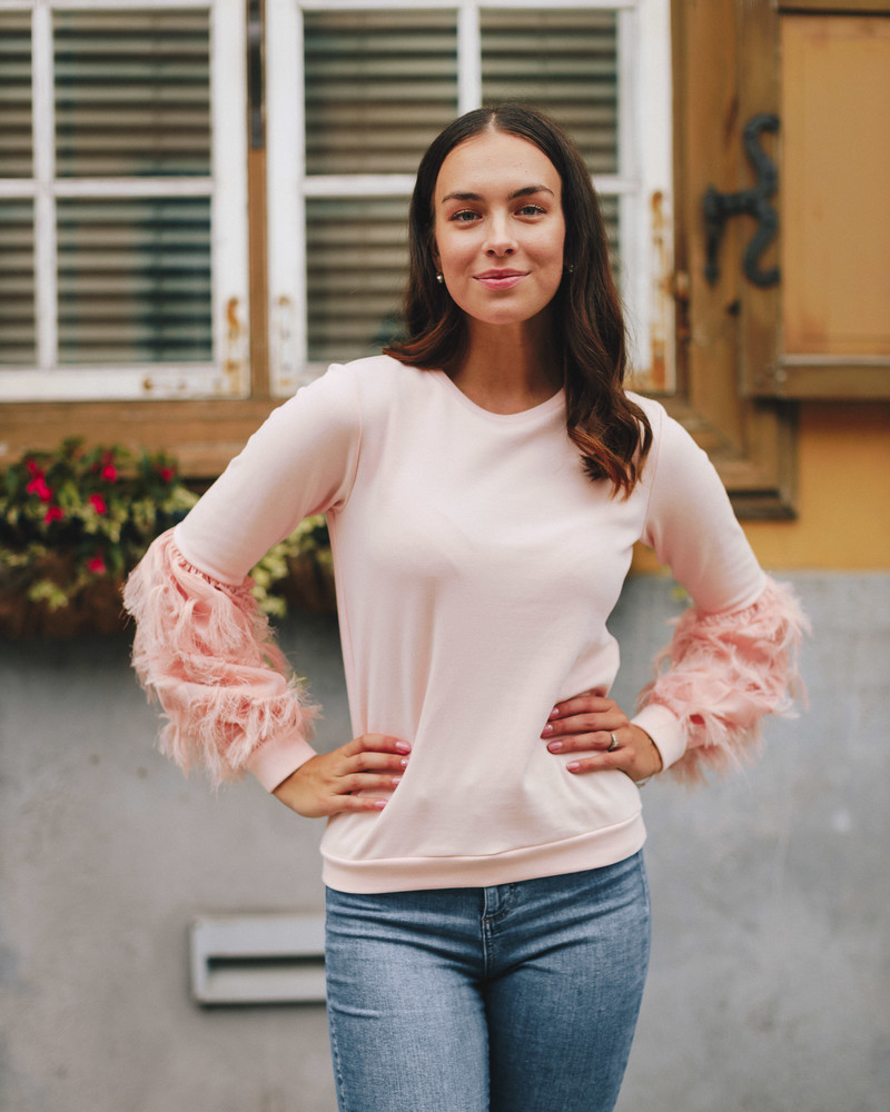 ALICE FRINGE SLEEVES SWEATSHIRT PEACHY