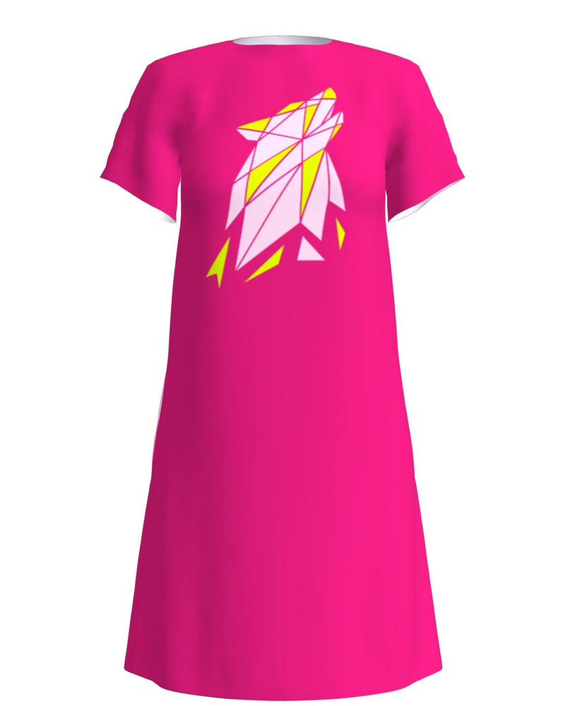 WOLF PRINT DRESS FUCHSIA