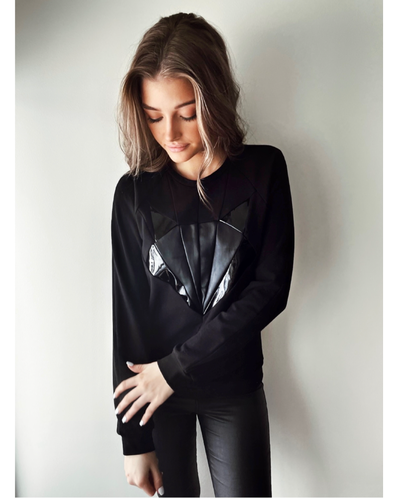 BLACK LEATHER FOX SWEATSHIRT BLACK