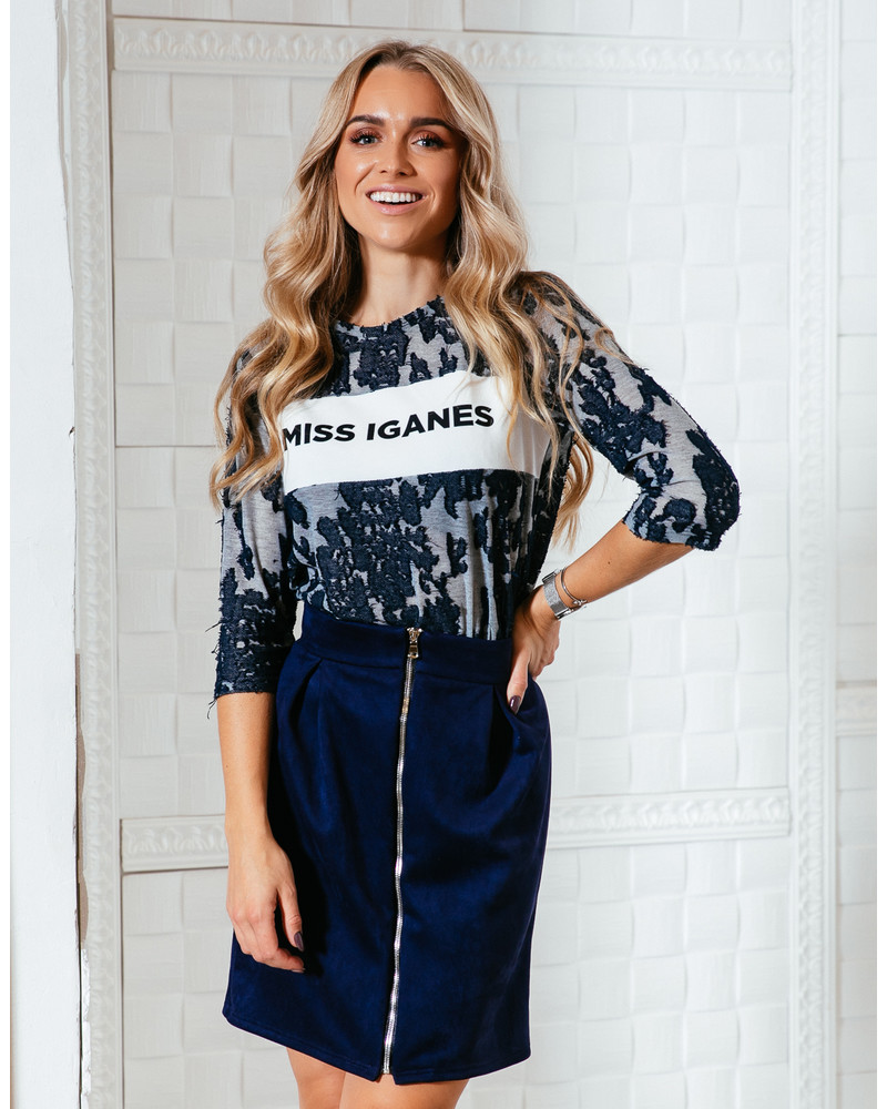 MISS IGANES QUARTER SHIRT BLUE&GREY