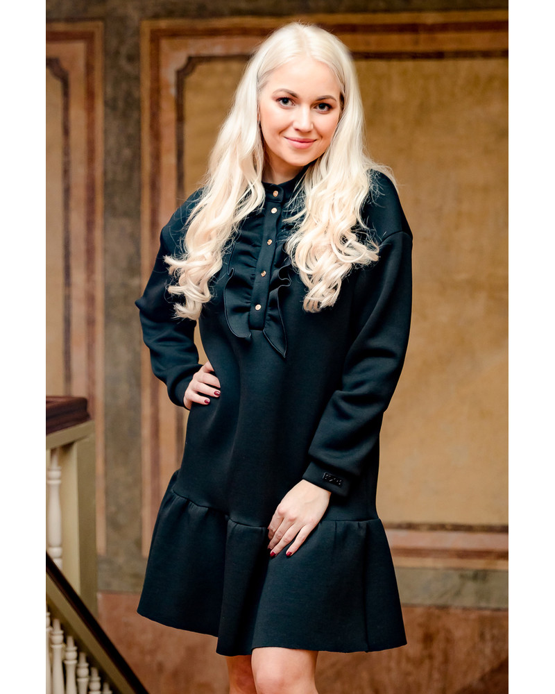 BLACK BLOSSOM RIVETED DRESS