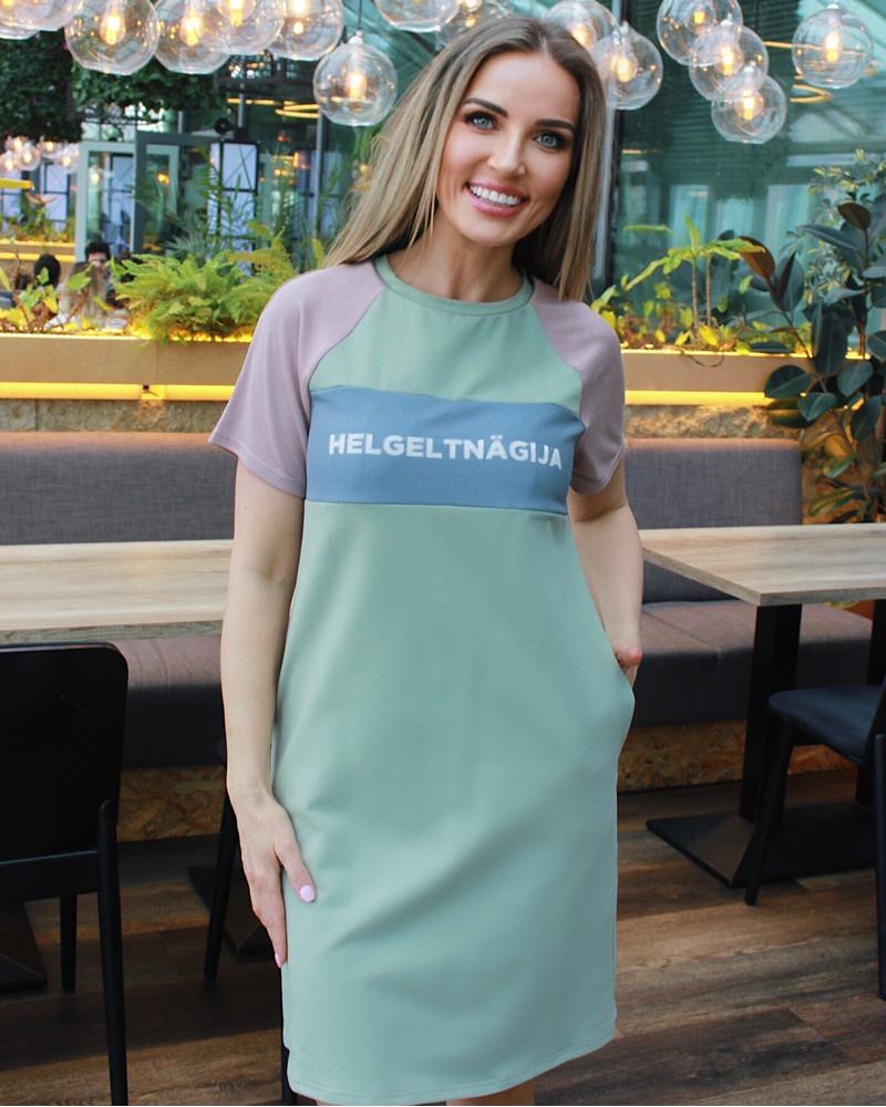 HELGELTNÄGIJA POCKET DRESS PASTEL GREEN
