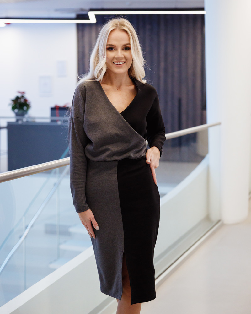 MARNA DRESS GREY & BLACK