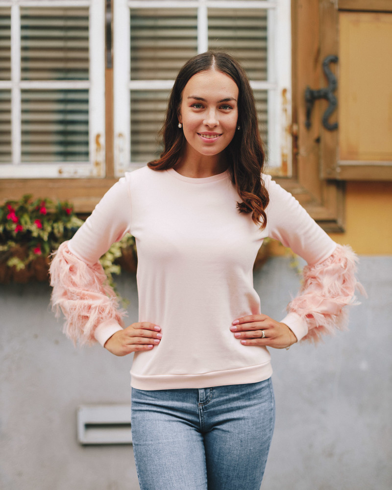 ALICE FRINGE SLEEVES SWEATSHIRT PEACHY
