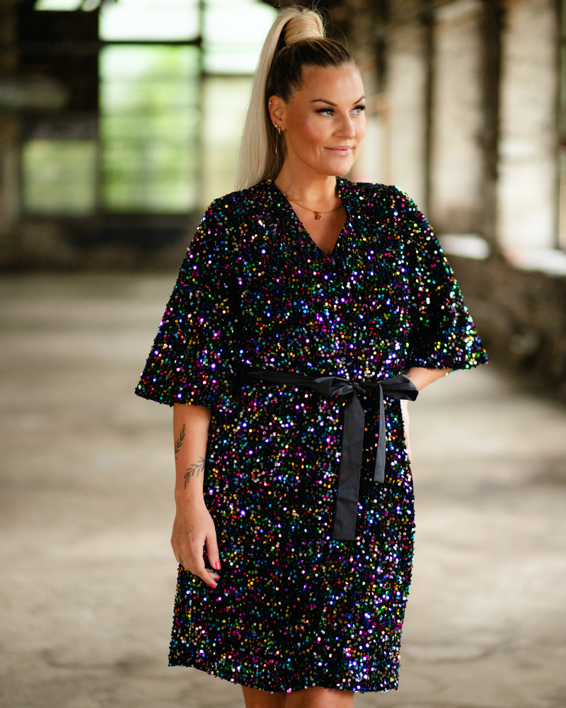KIMONO DRESS SEQUIN COLORFUL